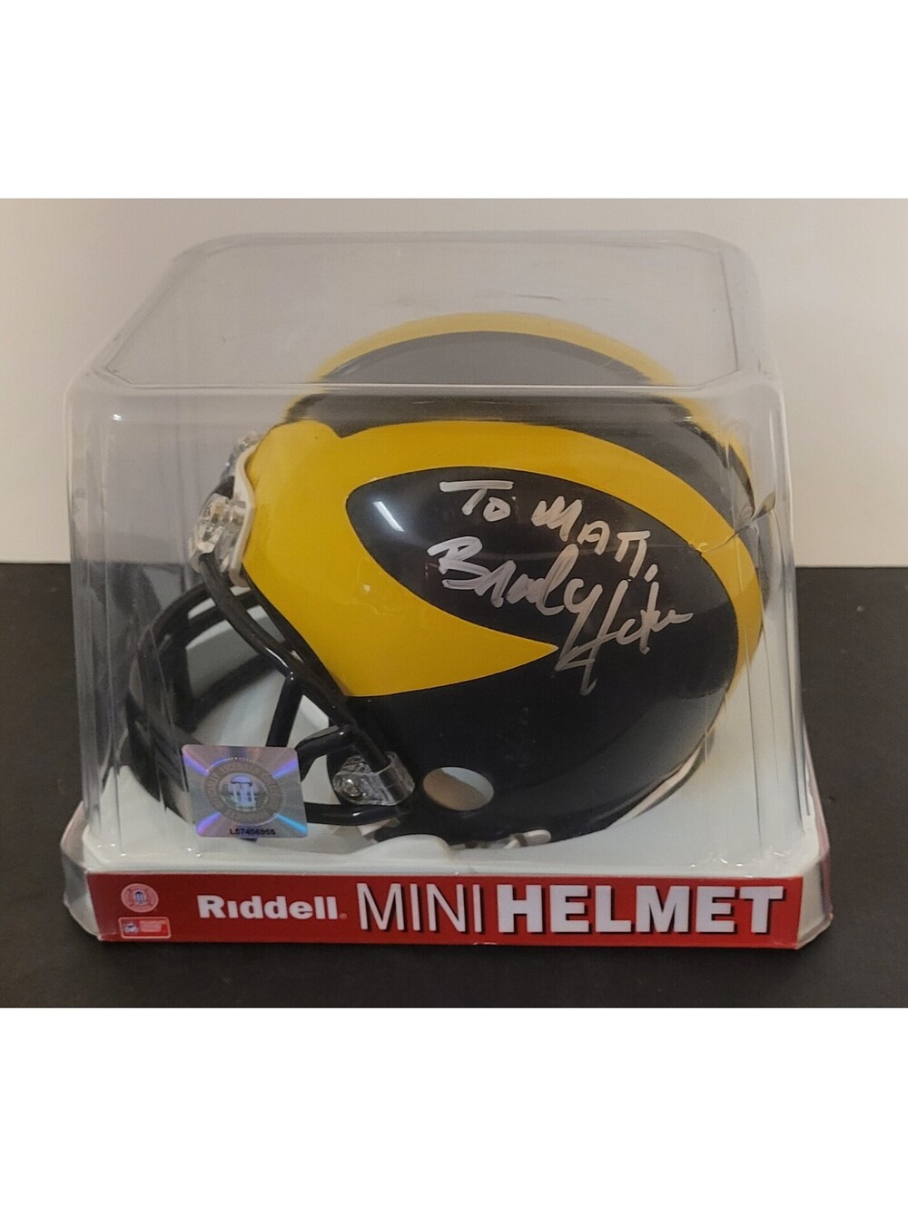 Brady Hoke Signed Michigan Wolverines NCAA Licensed Riddell Mini Football Helmet